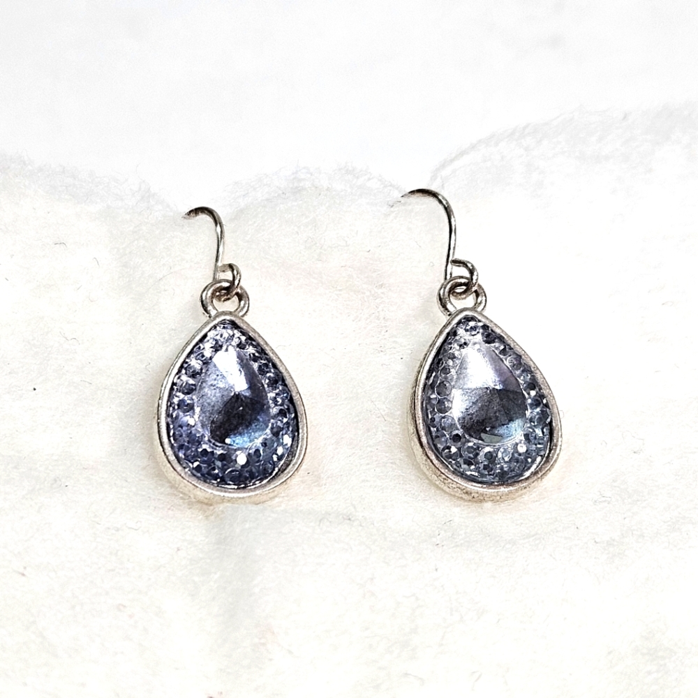 Teardrop Earrings in Mist Blue and Silver